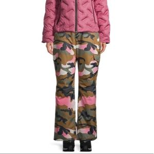 Swiss Tech Women's Brown and Pink Camo Cargo Ski Snowboard Pants